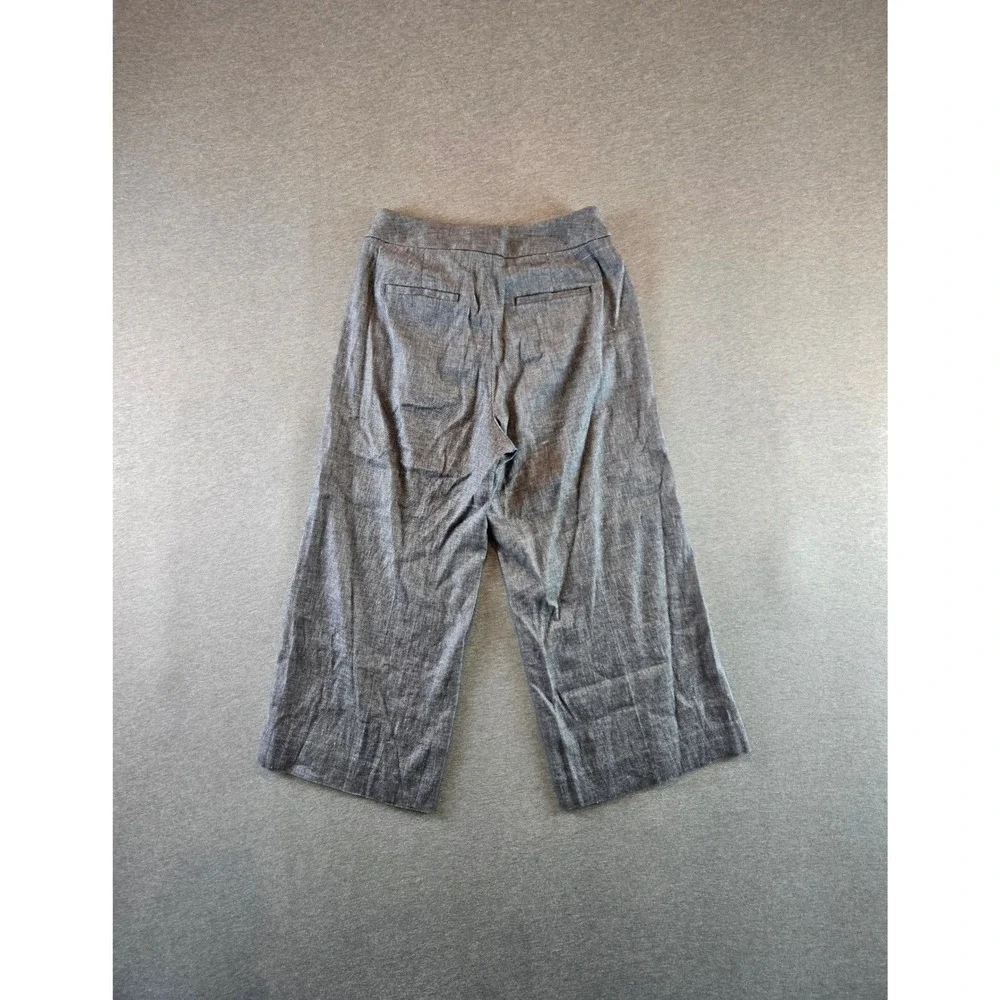 Banana Republic Wide Leg Pants Womens 4 Gray Blue Linen Blend High Rise Crop